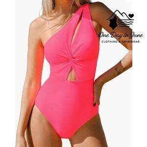 Cupshe Twist Front One Shoulder Key Hole One Piece Swimsuit Size M